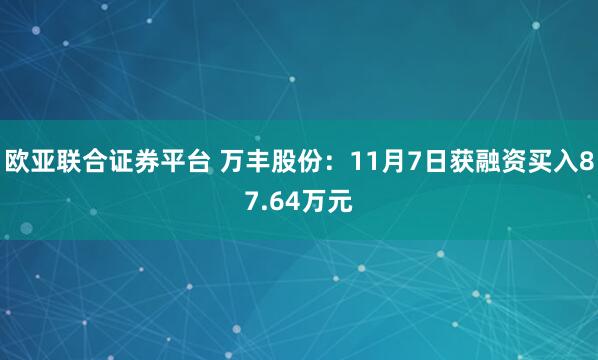欧亚联合证券平台 万丰股份：11月7日获融资买入87.64万元